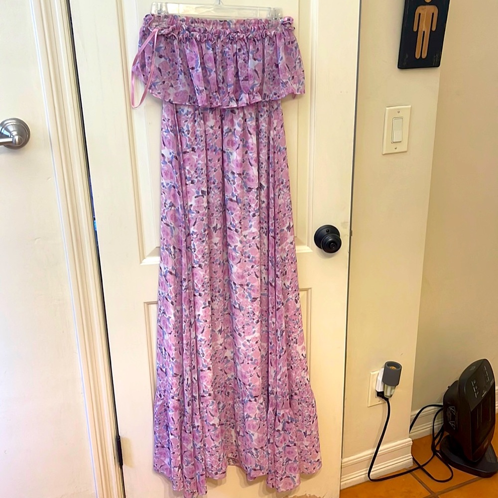 Strapless Sheer Maxi Dress